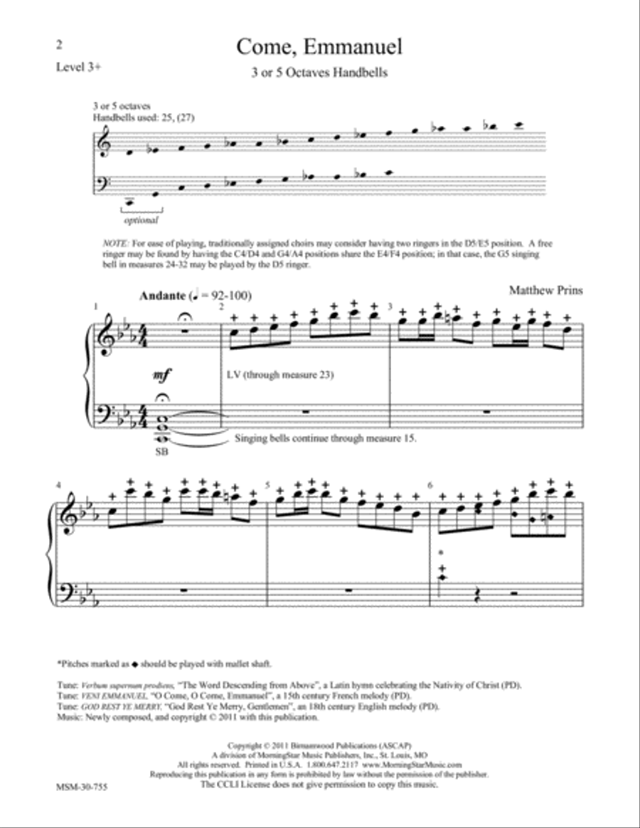 Come, Emmanuel Come, Emmanuel 5-Octaves scores gallery preview page 2