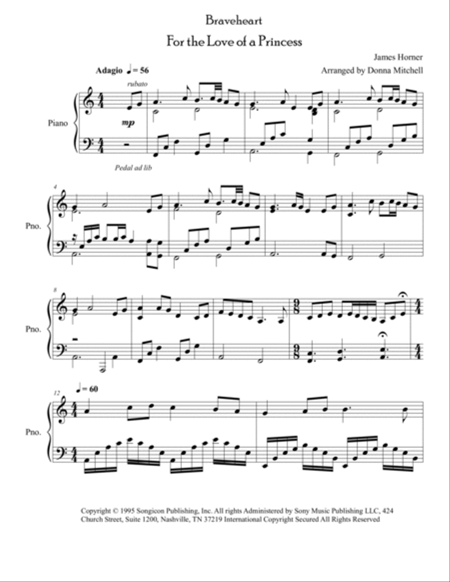 For The Love Of A Princess Piano Solo scores gallery preview page 2