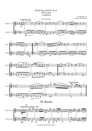 Beethoven: Wind Duet WoO 27 No.2 Mvts. II Larghetto & III Rondo - horn duet