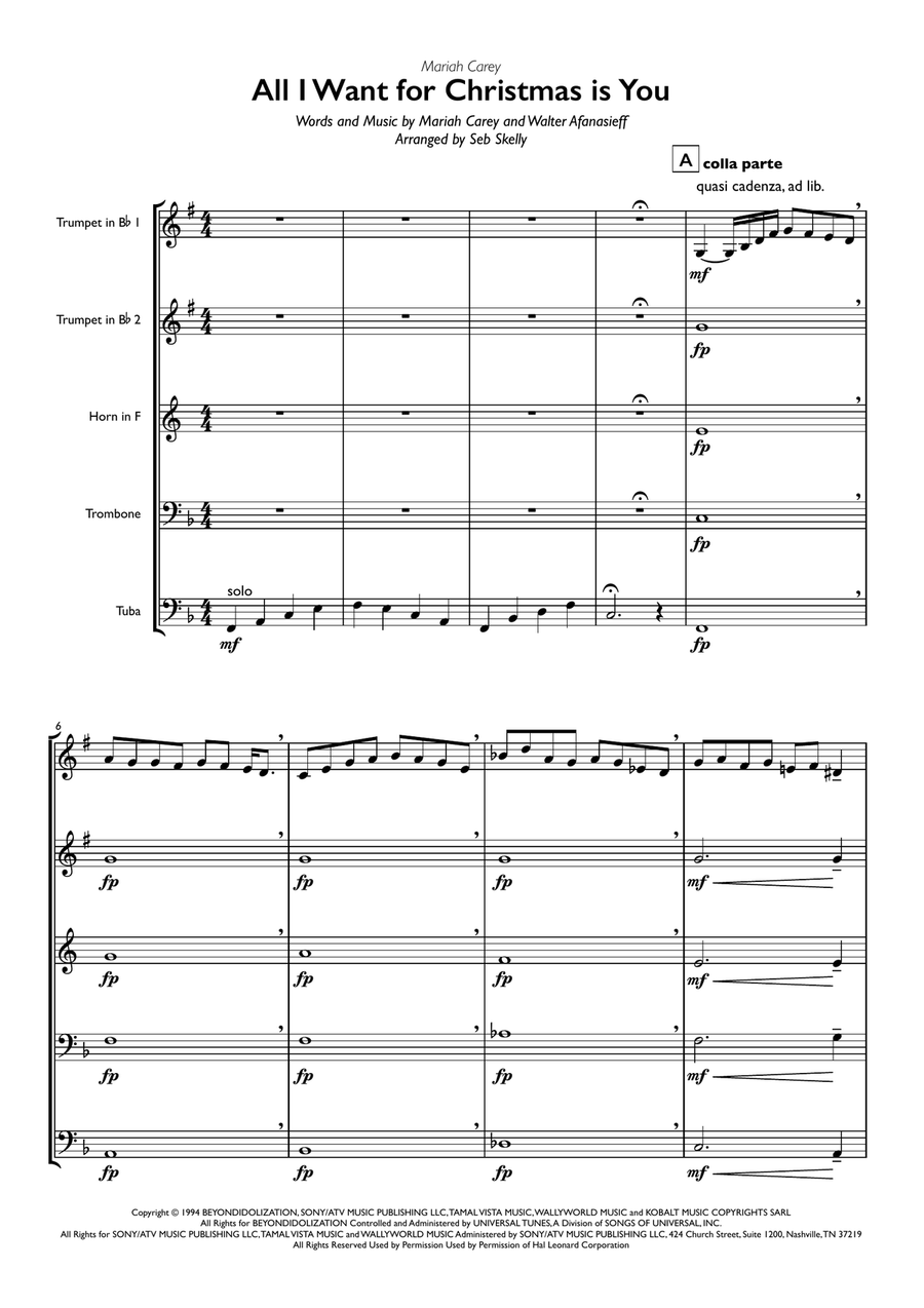 All I Want For Christmas Is You Brass Ensemble scores gallery preview page 1