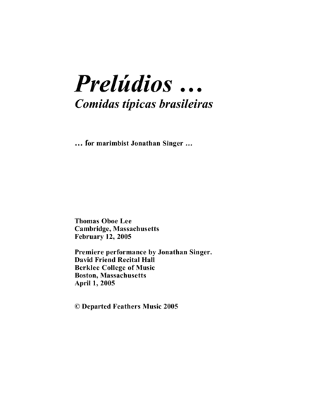 Prelúdios ... Comidas Típicas Brasileiras (2005) for solo marimba image number null