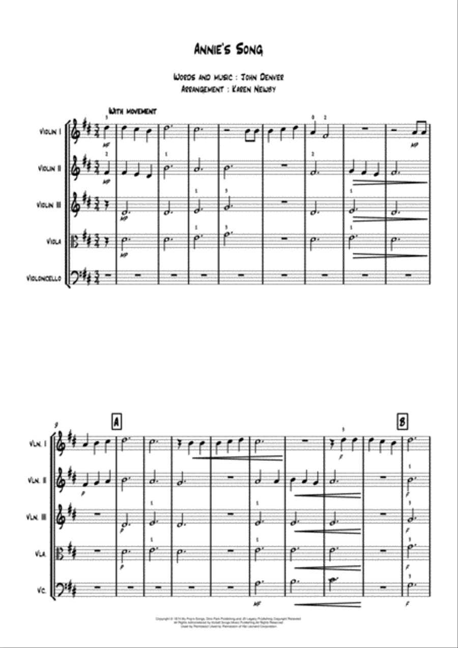 Annie's Song String Orchestra scores gallery preview page 2