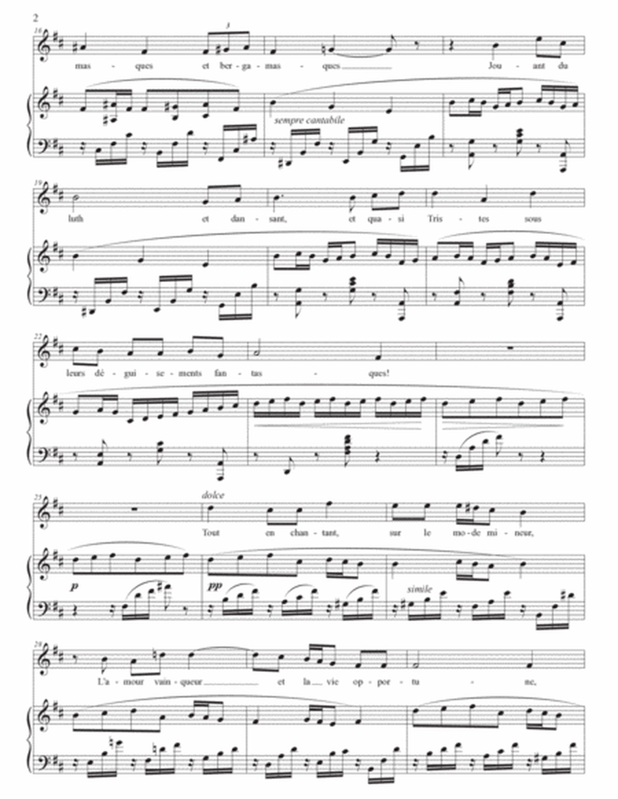 FAURÉ: Clair de lune, Op. 46 no. 2 (transposed to B minor)