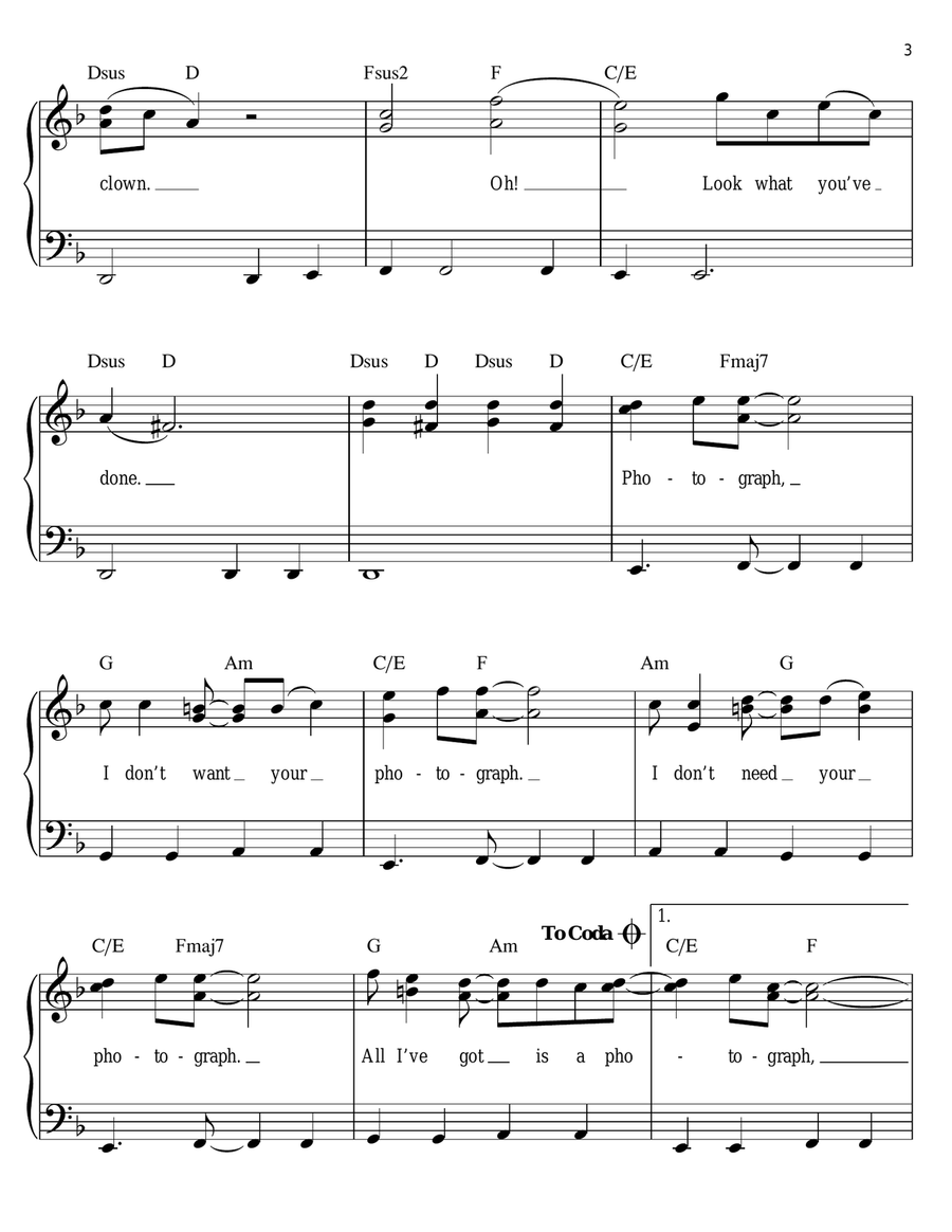 Photograph Photograph Easy Piano scores gallery preview page 3
