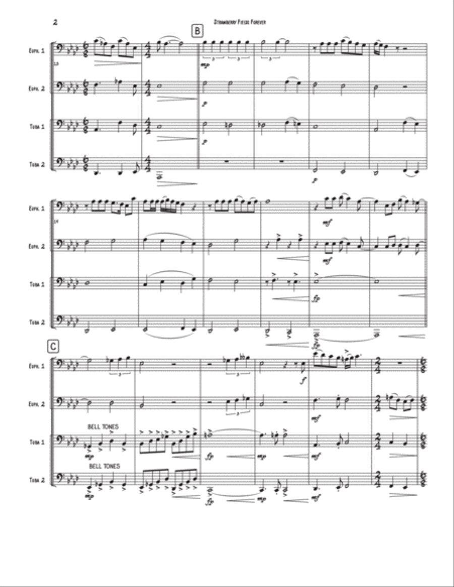 Strawberry Fields Forever Brass Quartet scores gallery preview page 2