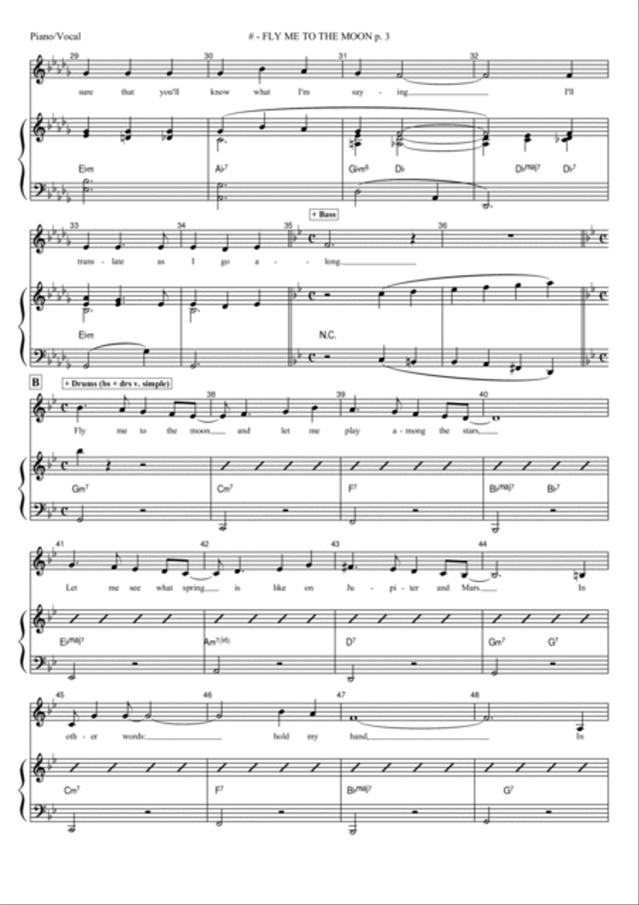 Fly Me To The Moon (in Other Words) Piano Solo scores gallery preview page 3