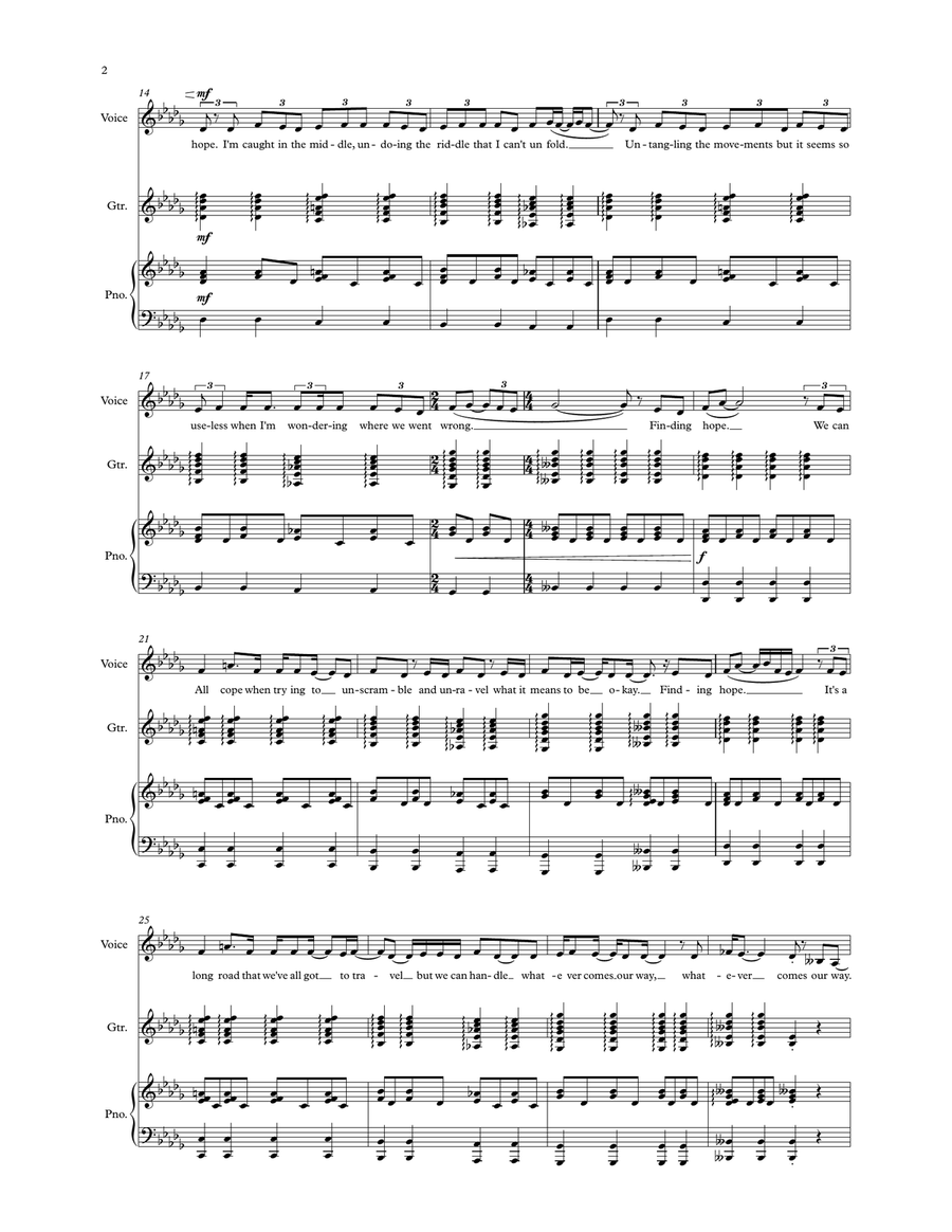 Finding Hope - Piano & Voice Piano, Vocal scores gallery preview page 2