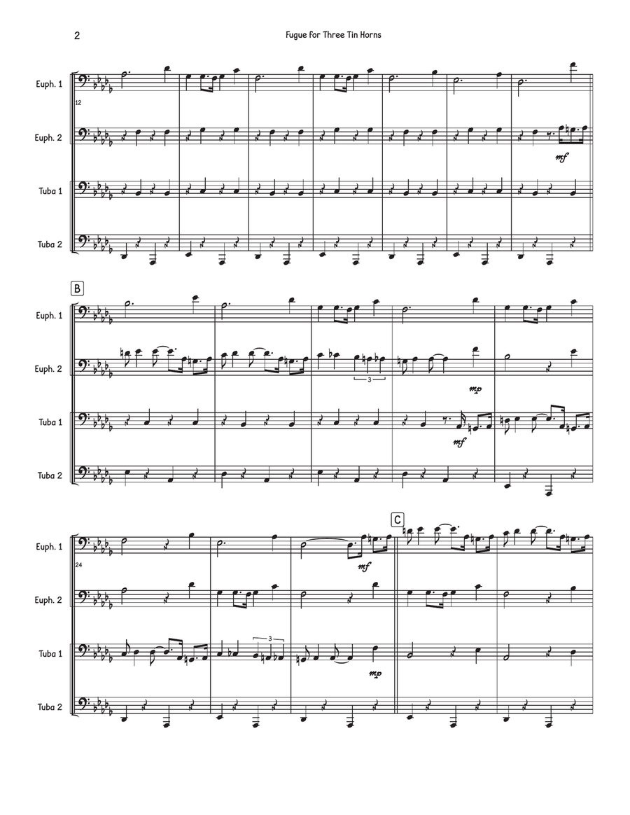Fugue For Tinhorns Brass Quartet scores gallery preview page 2