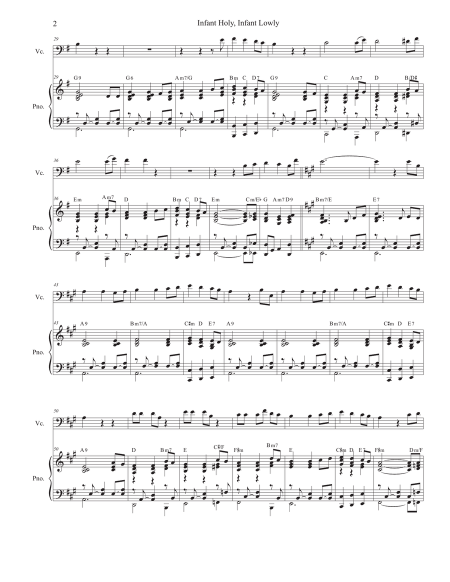 Infant Holy, Infant Lowly (Cello solo and Piano) Piano scores gallery preview page 2