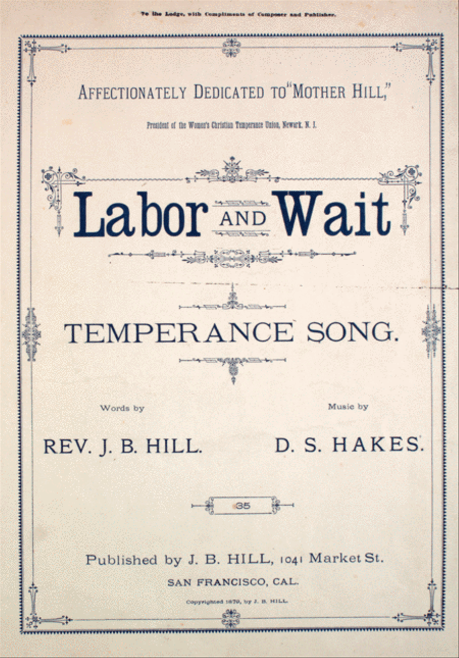 Labor and Wait. Temperance Song 3-Part scores gallery preview page 1