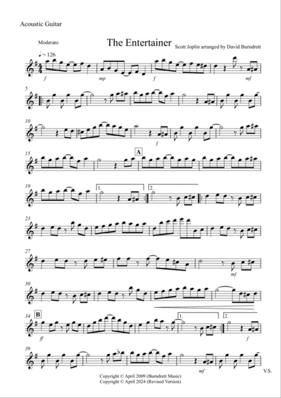 The Entertainer for Guitar and Piano Guitar Solo scores gallery preview page 4
