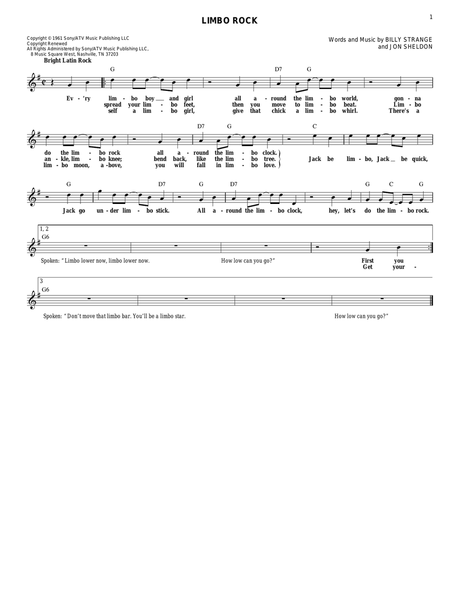 Limbo Rock Electric Guitar scores gallery preview page 1