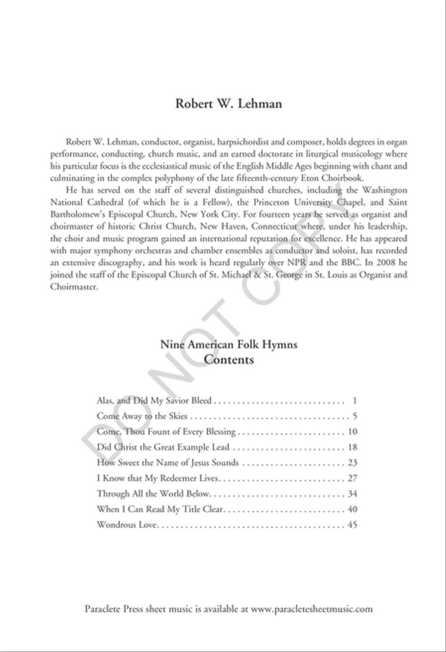 Nine American Folk Hymns 4-Part scores gallery preview page 3