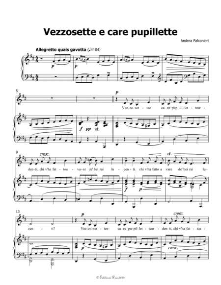 Vezzosette e care pupillette, by Andrea Falconieri, in D Major