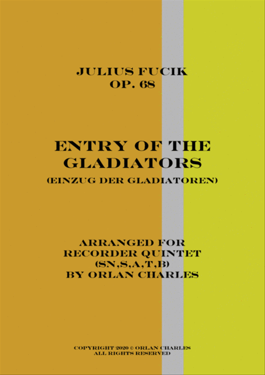 Julius Fucik - Entry of the Gladiators (circus music) - for recorder quintet Small Ensemble scores gallery preview page 1