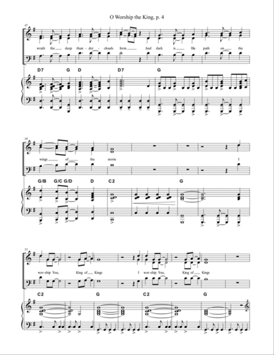 O Worship the King 3-Part scores gallery preview page 4
