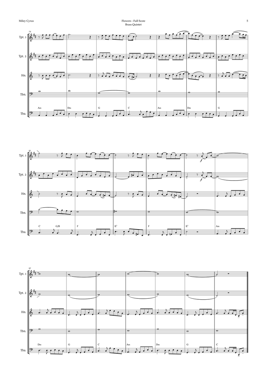 Flowers Brass Quintet scores gallery preview page 5
