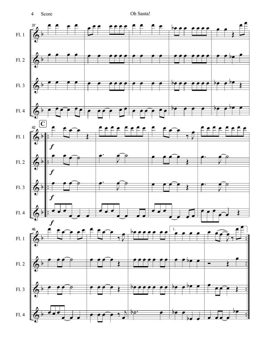 Oh Santa! Woodwind Quartet scores gallery preview page 5