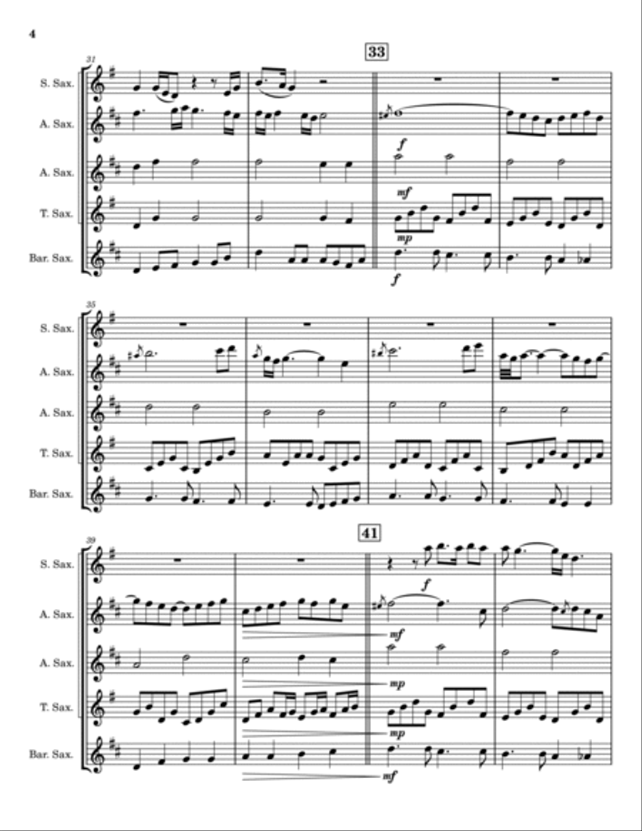 A Whiter Shade Of Pale Saxophone Quintet scores gallery preview page 5