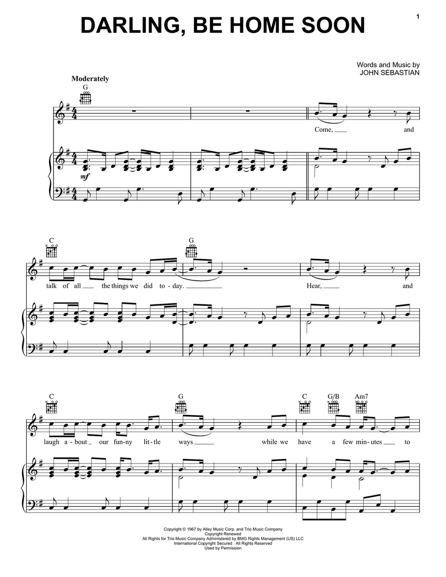 Darling, Be Home Soon Acoustic Guitar scores gallery preview page 1