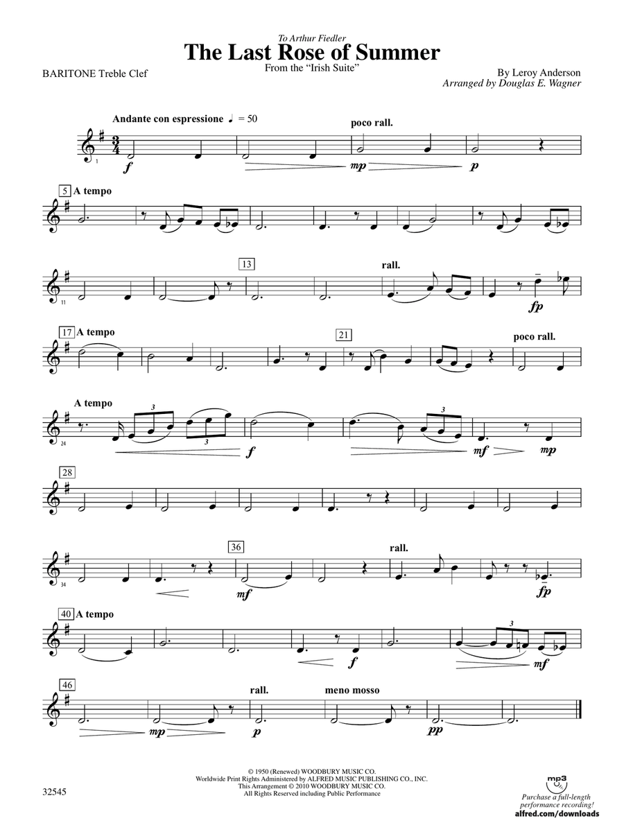 The Last Rose of Summer (from the Irish Suite): (World Part) Baritone T.C.