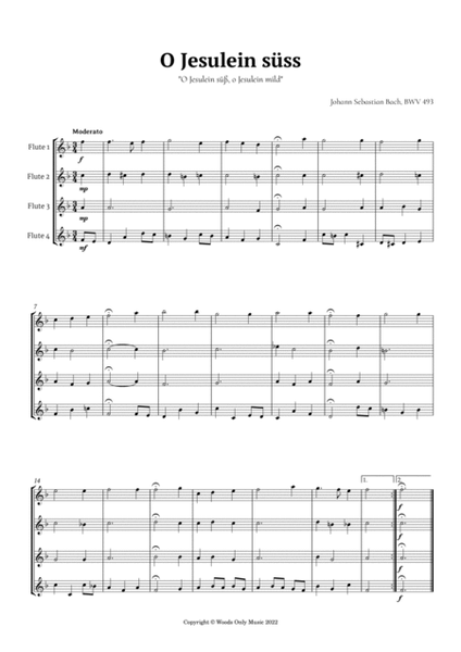 O Jesulein süss by Bach for Flute Quartet image number null