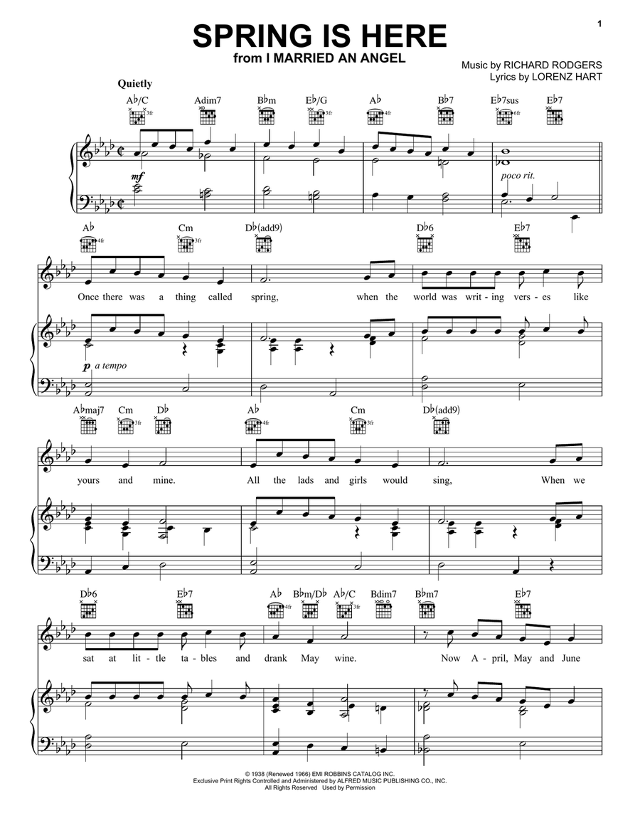 Spring Is Here Piano, Vocal, Guitar scores gallery preview page 1