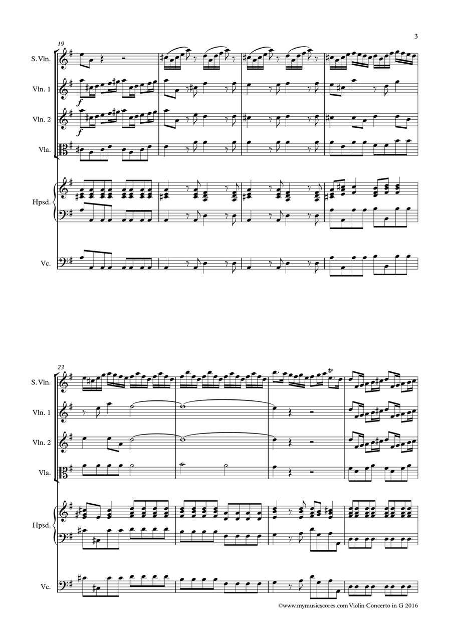 Violin Concerto in G TVW 51:G8 String Orchestra scores gallery preview page 4