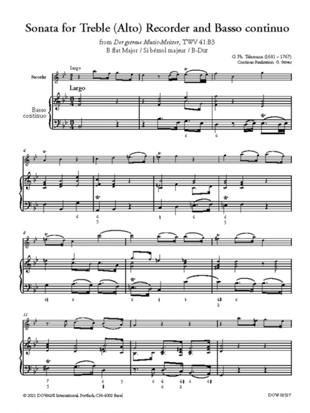Sonata for Treble (Alto) Recorder and BC