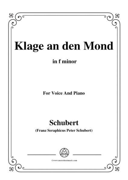 Schubert-Klage an den Mond,in f minor,for Voice and Piano image number null