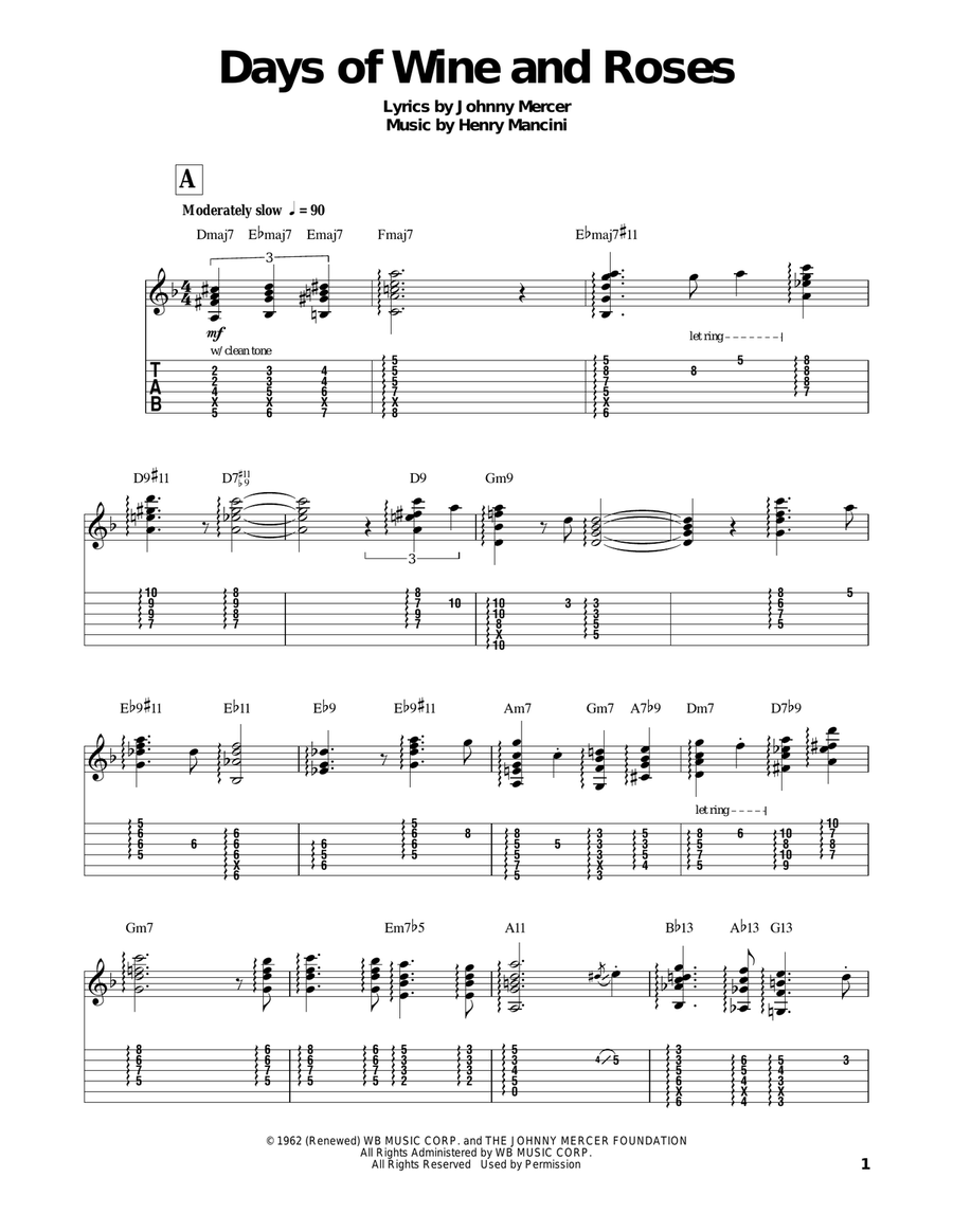 Days Of Wine And Roses Acoustic Guitar scores gallery preview page 1