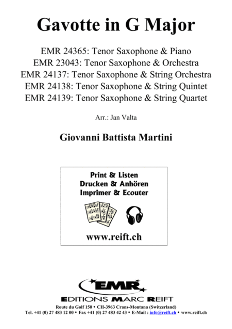 Gavotte in G Major Tenor Saxophone scores gallery preview page 1