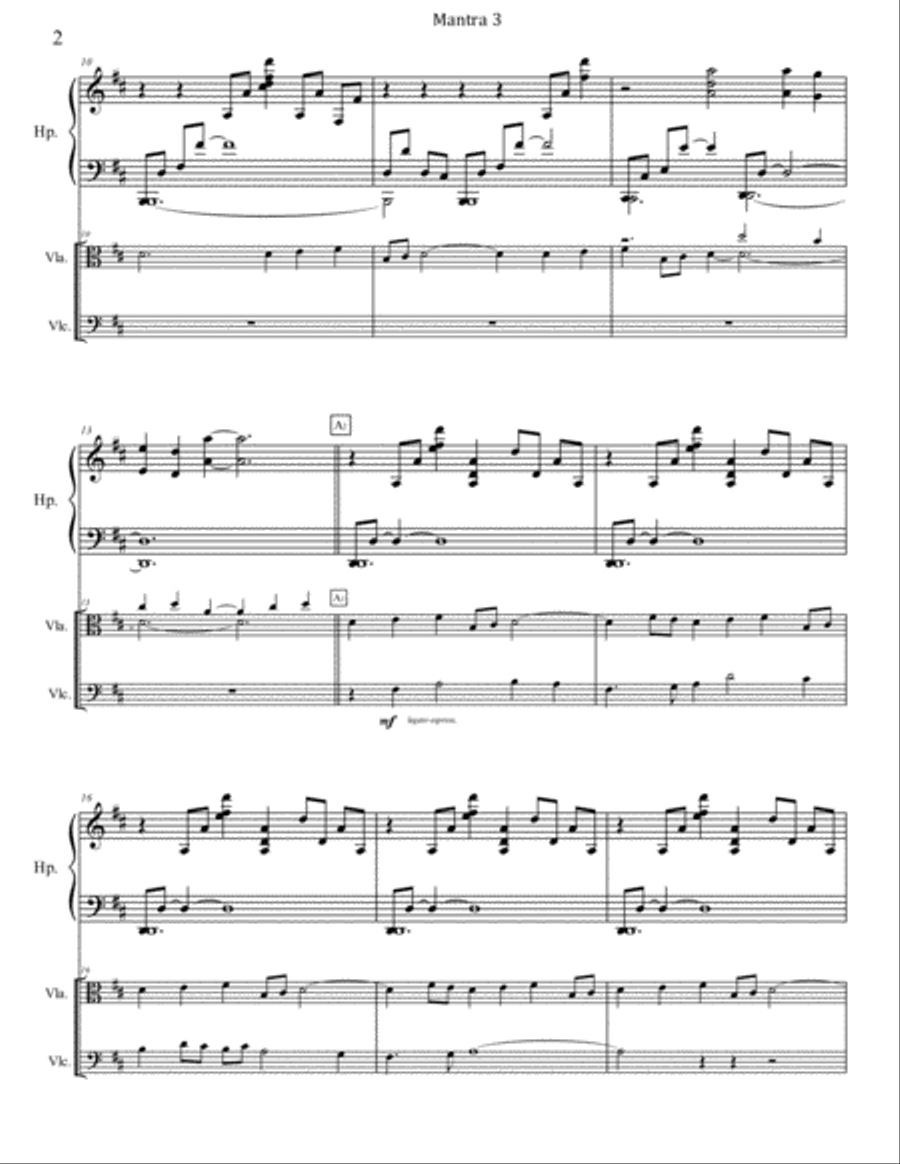 Mantra 3 for Harp, Viola, & Cello Small Ensemble scores gallery preview page 2