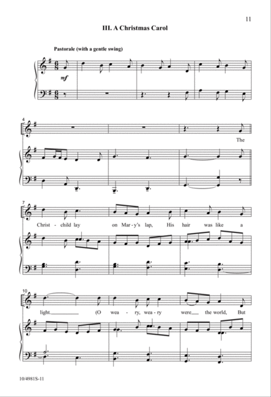 A Trinity of Carols Unison Choir scores gallery preview page 11