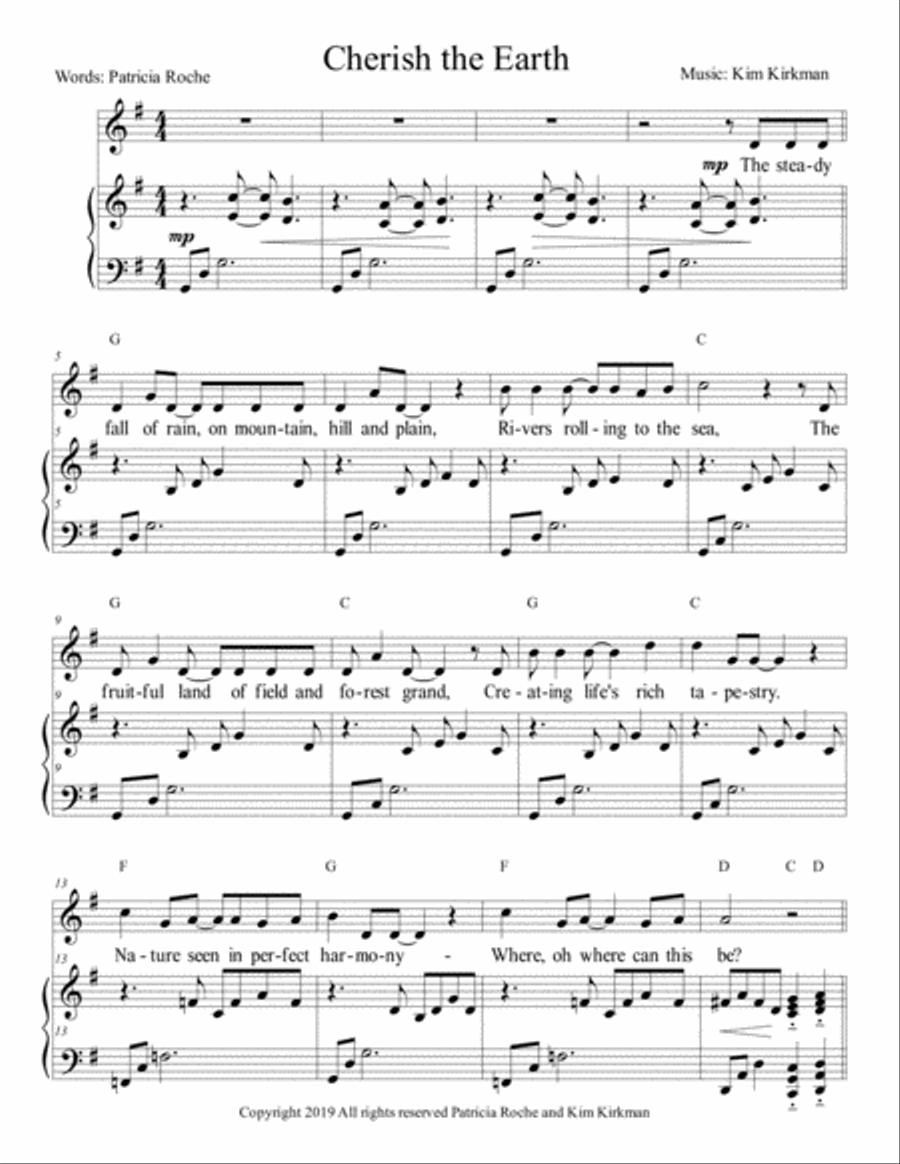 Cherish the Earth - Solo Voice scores gallery preview page 1