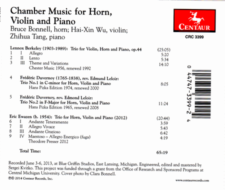 Chamber Music for Horn, Violin & Piano