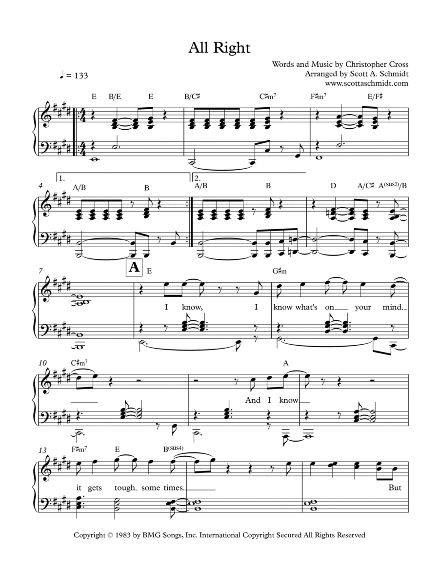 All Right Piano Solo scores gallery preview page 1