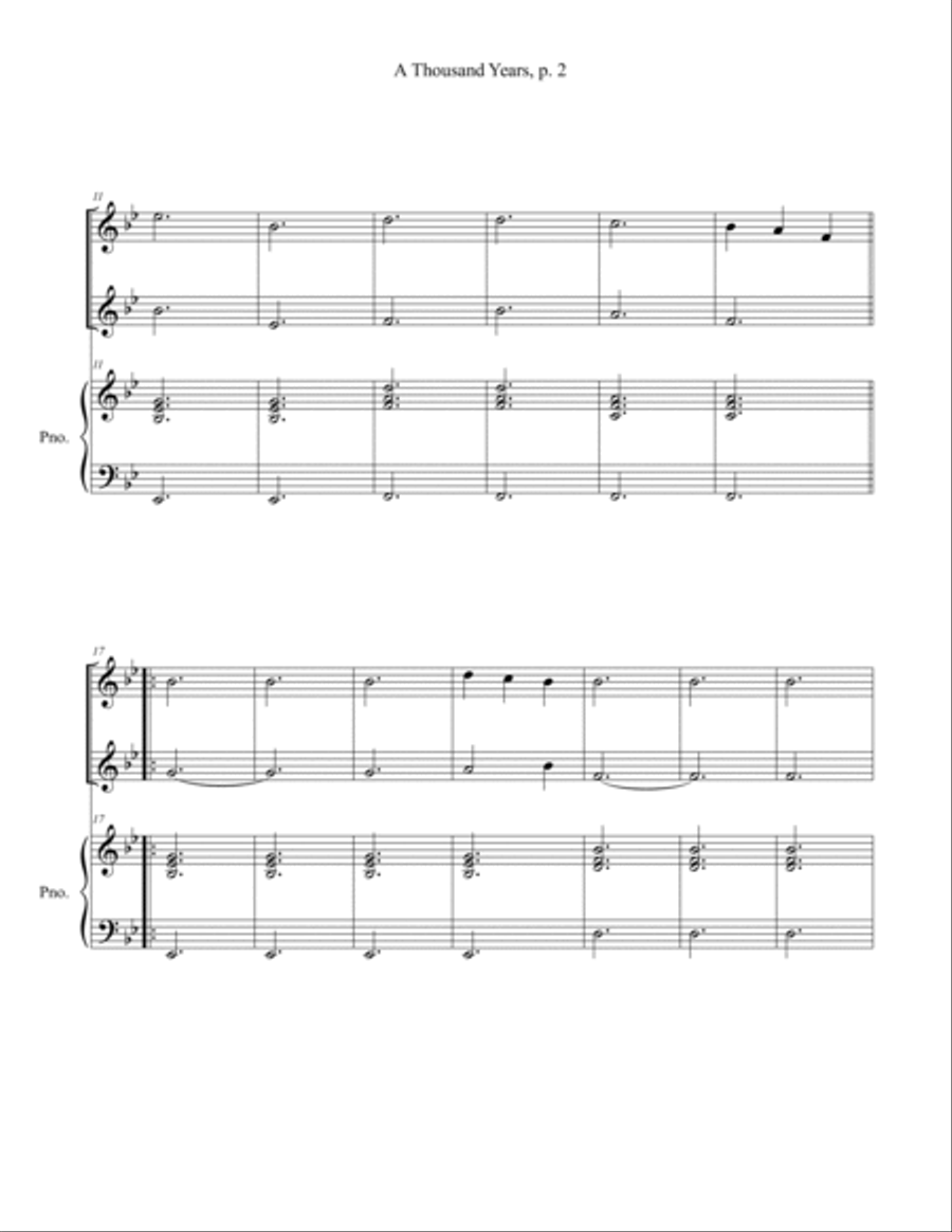 A Thousand Years Woodwind Duet scores gallery preview page 2