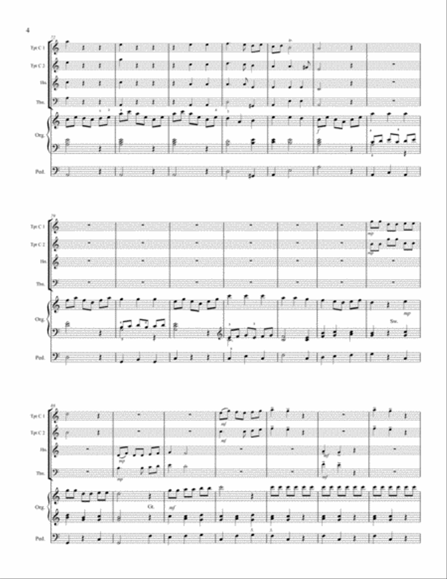 Albinoni Concerto in C Major Opus 7, Number 2 - Brass Quartet and Organ Small Ensemble scores gallery preview page 5