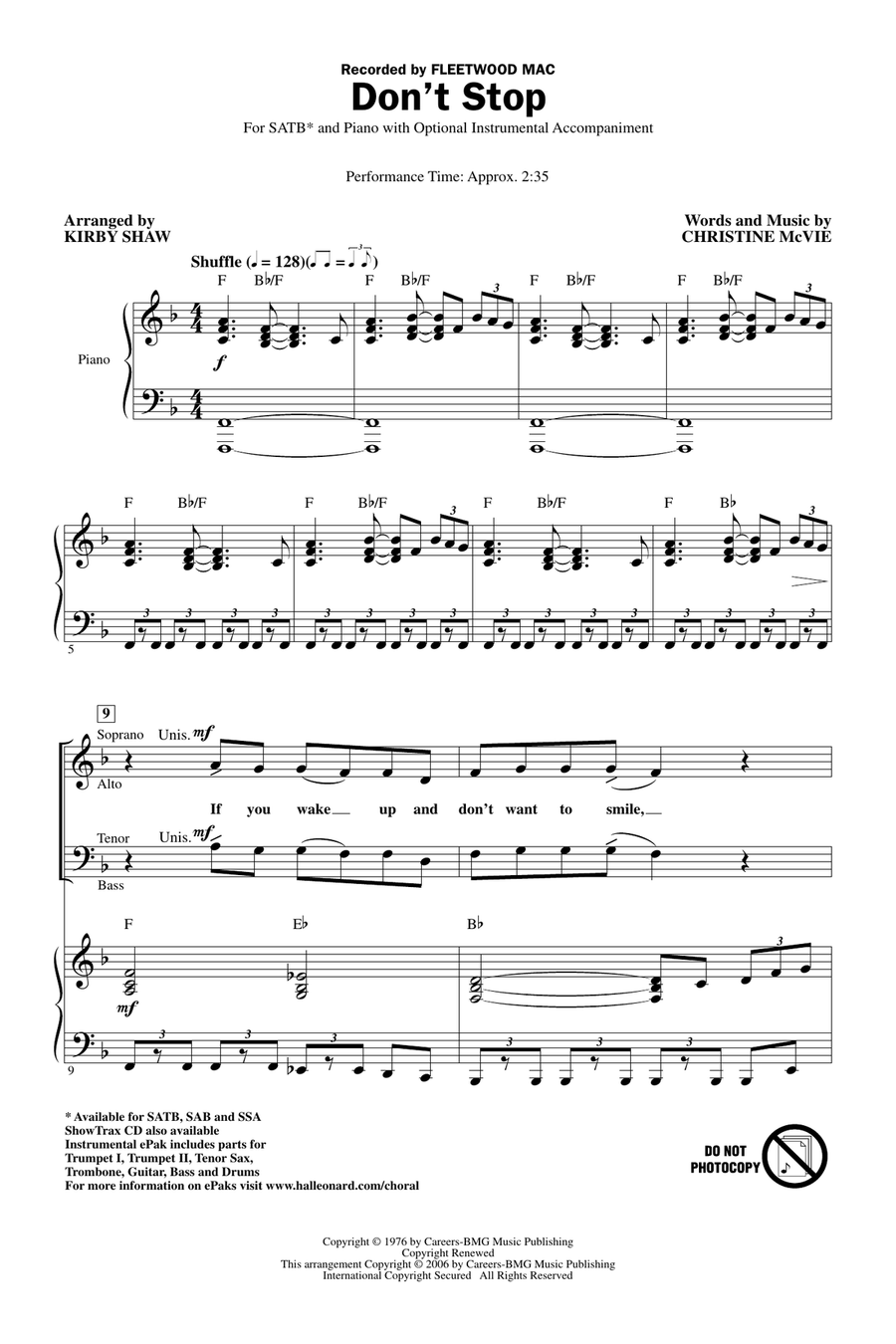 Don't Stop 4-Part scores gallery preview page 1