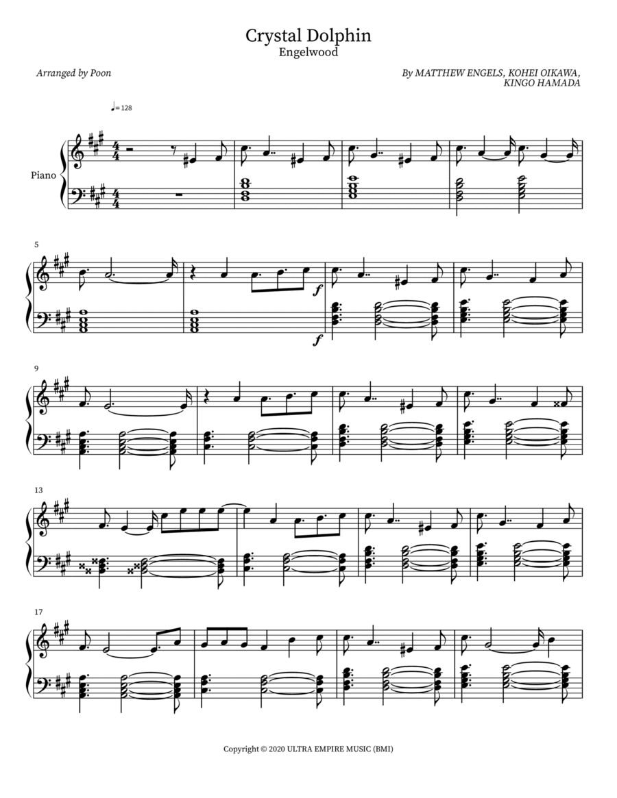 Crystal Dolphin Piano scores gallery preview page 1