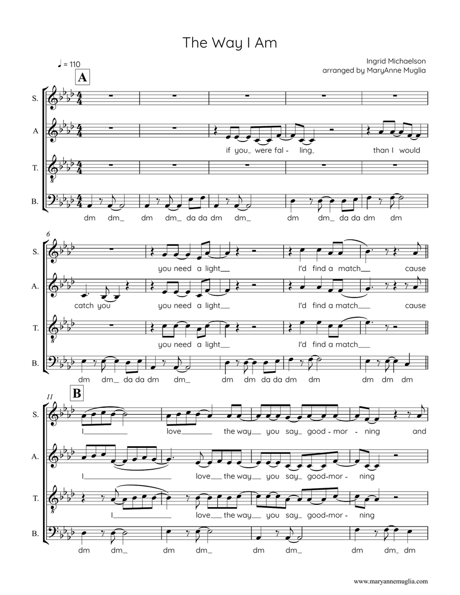 The Way I Am 4-Part scores gallery preview page 1