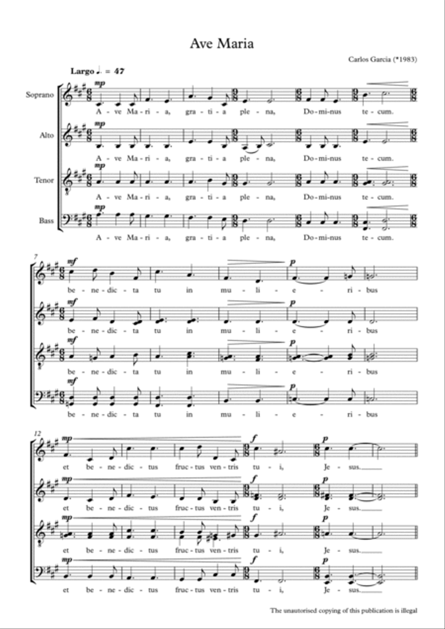 Ave Maria Ave Maria 4-Part scores gallery preview page 2