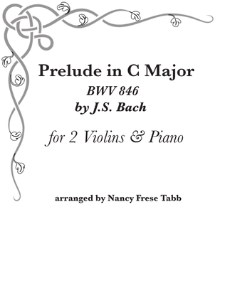 Book cover for Bach Prelude in C Major (BWV 846) arr. for Two Violins & Piano