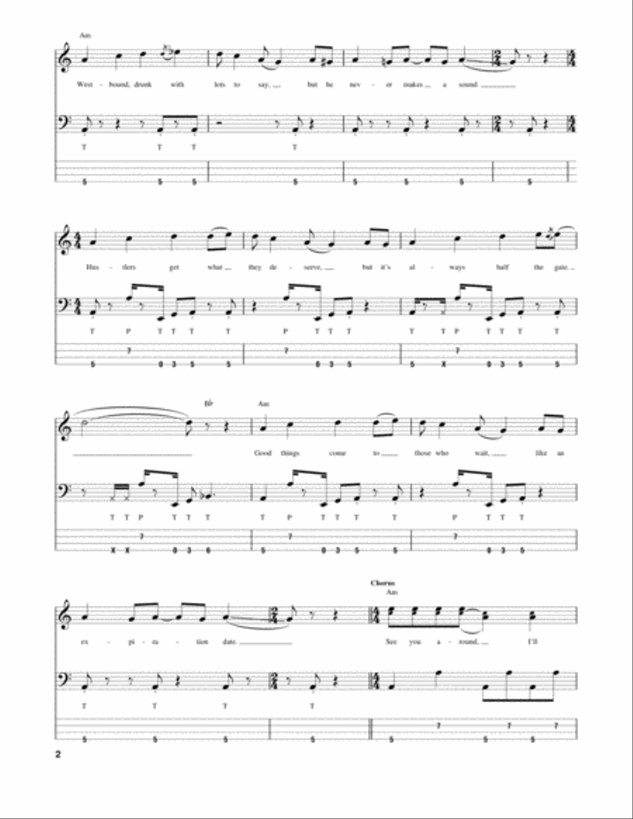 Goodbye Hooray Bass Guitar Tablature scores gallery preview page 2