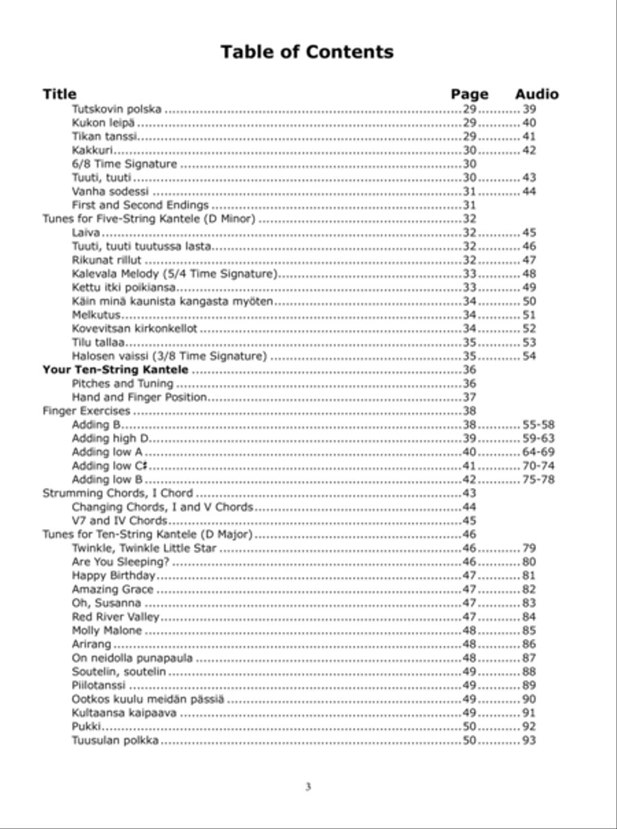 Finnish Kantele Techniques, Exercises, Tunes and Arrangements for Five and Ten-String Kanteles