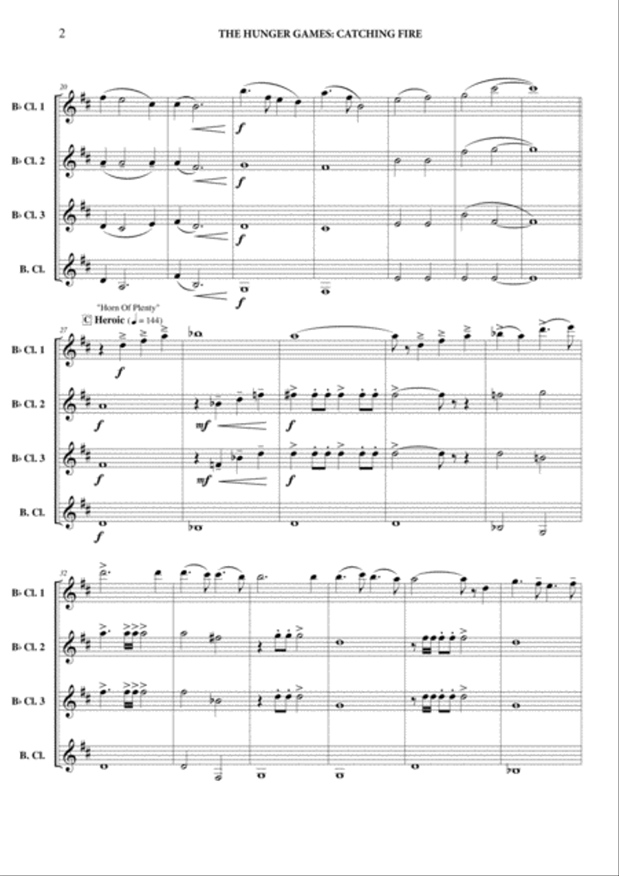 The Hunger Games: Catching Fire Clarinet Quartet scores gallery preview page 3