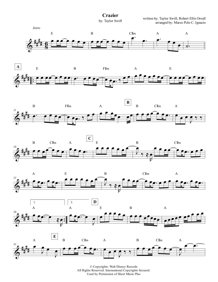 Crazier Piano scores gallery preview page 1