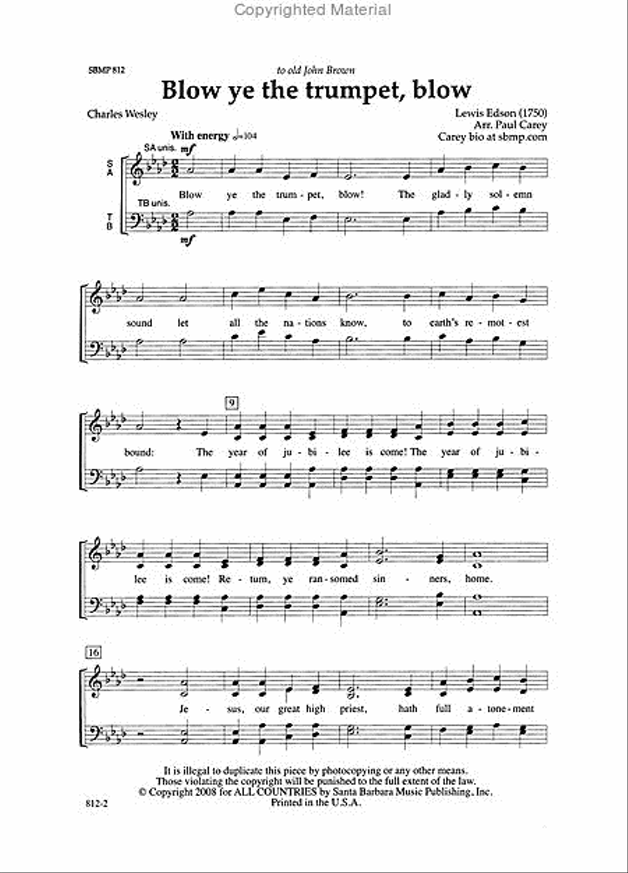 Blow ye the trumpet, blow - SATB Octavo 4-Part scores gallery preview page 2