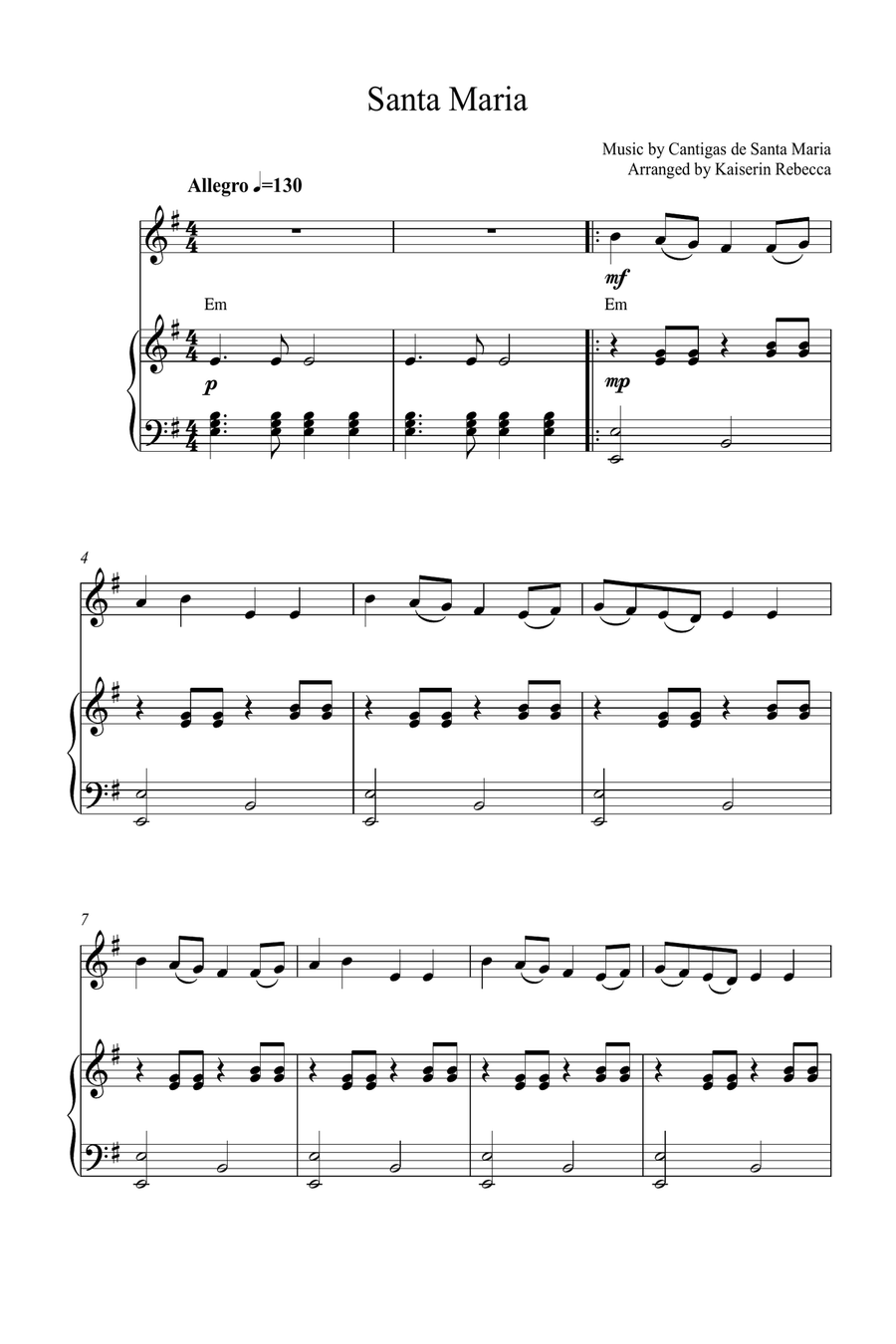 Santa Maria Santa Maria Violin Solo scores gallery preview page 1